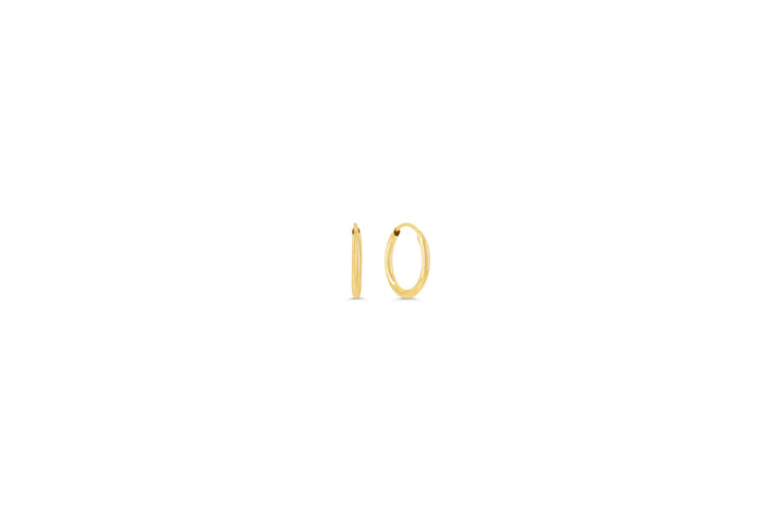 10K Polished Endless Sleeper Hoop Earrings, 10mm - 10k Yellow Gold