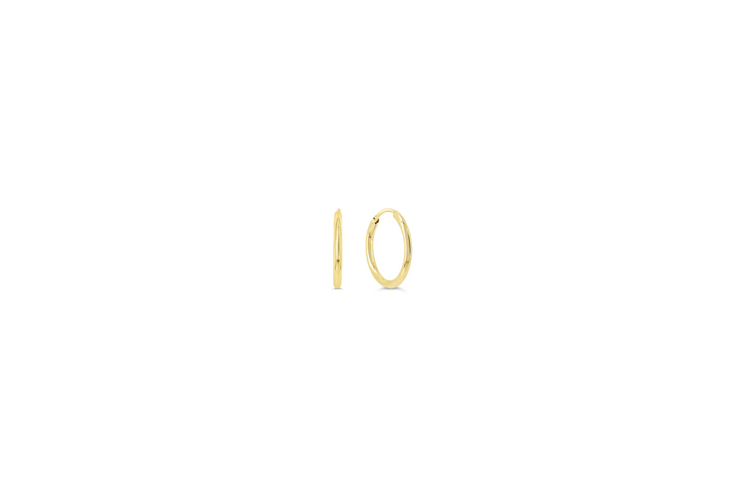 10K Polished Endless Sleeper Hoop Earrings, 12mm - 10k Yellow Gold