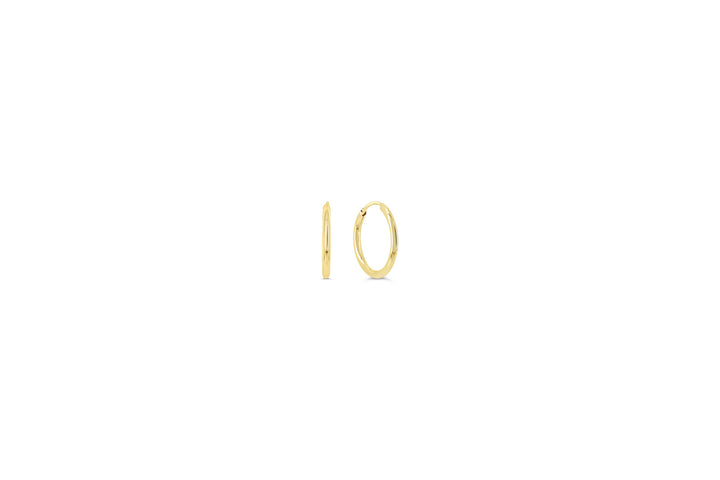 10K Polished Endless Sleeper Hoop Earrings, 12mm - 10k Yellow Gold