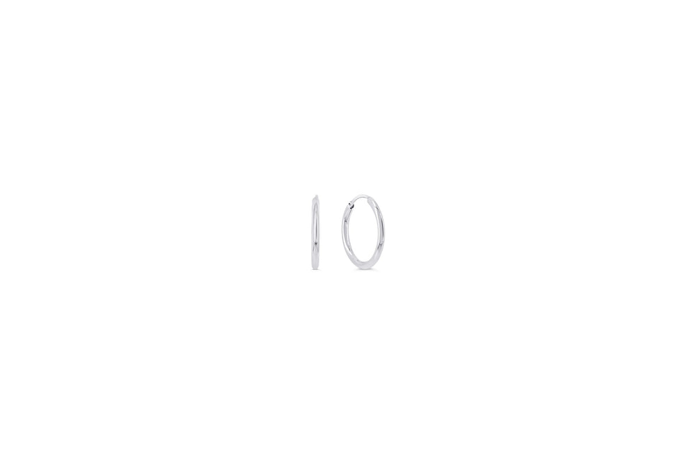 10K Polished Endless Sleeper Hoop Earrings, 12mm - 10k White Gold