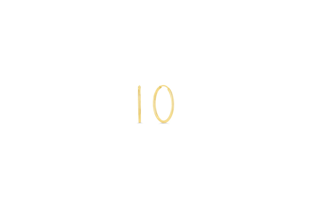 10K Polished Endless Sleeper Hoop Earrings, 15mm - 10k Yellow Gold