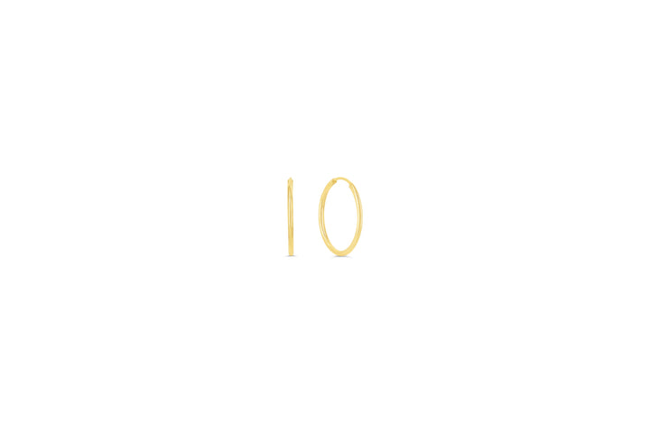 10K Polished Endless Sleeper Hoop Earrings, 15mm - 10k Yellow Gold