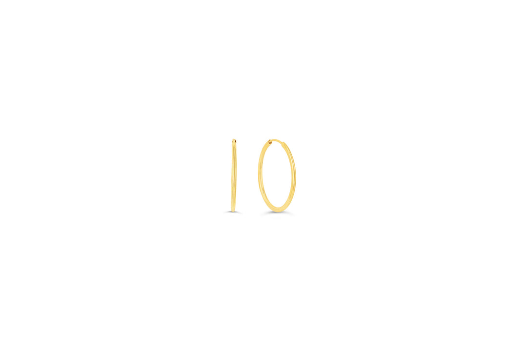 10K Polished Endless Sleeper Hoop Earrings, 20mm - 10k Yellow Gold