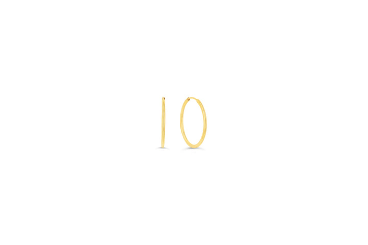 10K Polished Endless Sleeper Hoop Earrings, 20mm - 10k Yellow Gold