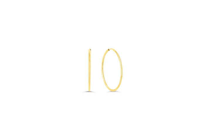 10K Polished Endless Sleeper Hoop Earrings, 30mm - 10k Yellow Gold
