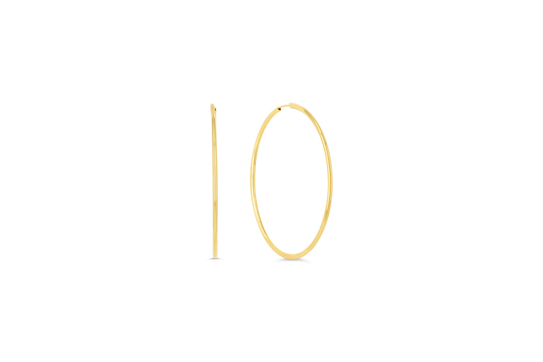10K Polished Endless Sleeper Hoop Earrings, 40mm - 10k Yellow Gold