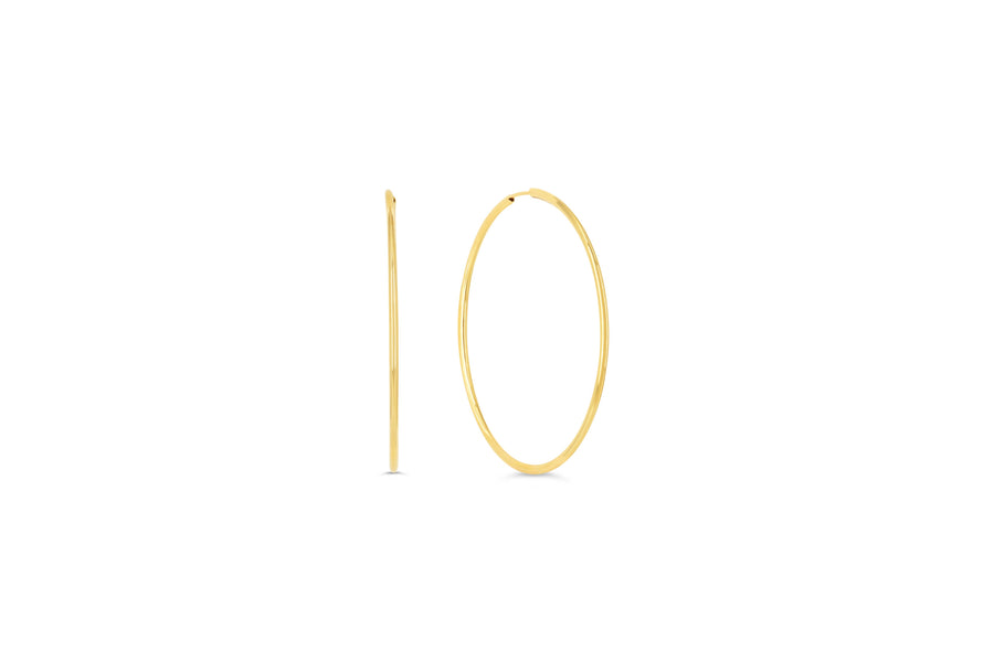 10K Polished Endless Sleeper Hoop Earrings, 40mm - 10k Yellow Gold