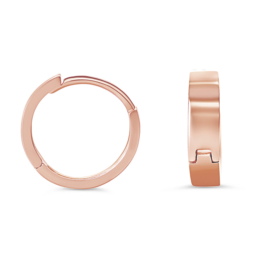10K Polished Mini Huggie Earrings, 13mm - 10k Rose Gold