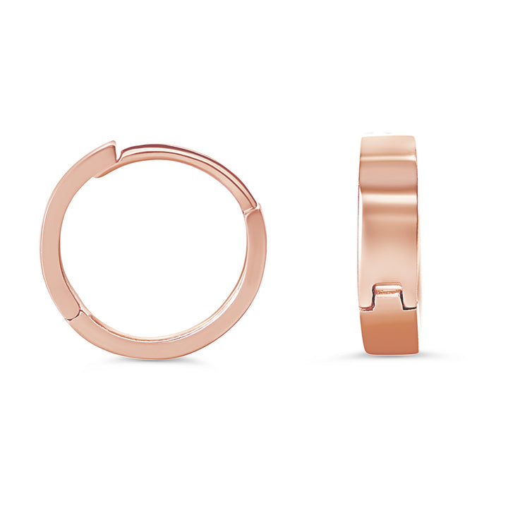 10K Polished Mini Huggie Earrings, 13mm - 10k Rose Gold