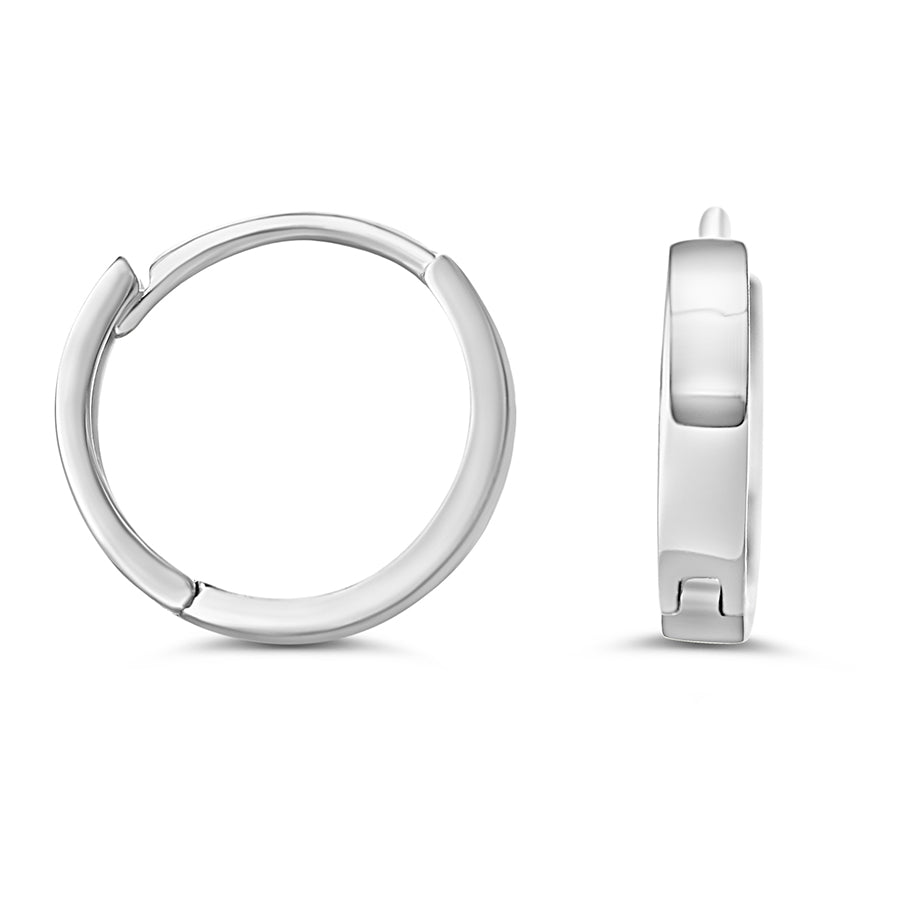 10K Polished Mini Huggie Earrings, 9mm - 10k White Gold