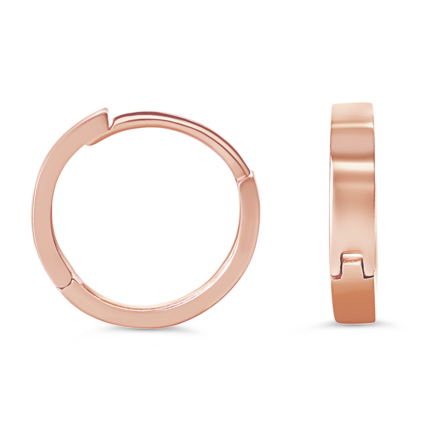 10K Polished Mini Huggie Earrings, 9mm - 10k Rose Gold