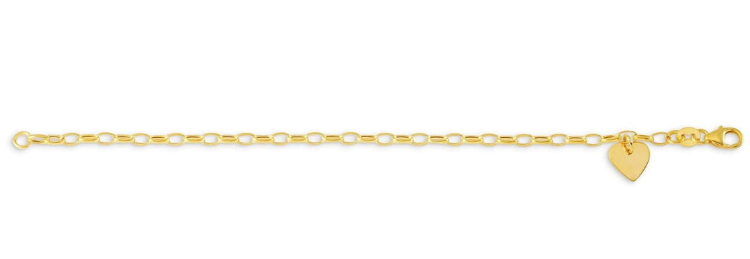 10K Rolo Bracelet with Dangling Engravable Heart