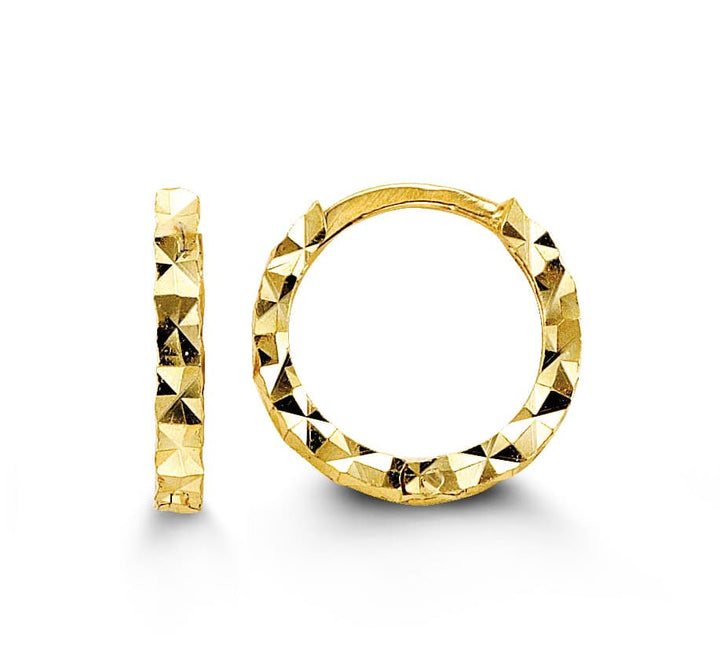 10K Diamond-Cut Huggie Earrings - 10k Yellow Gold