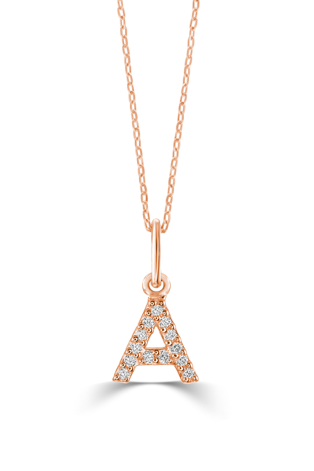 10K Rose Gold Diamond Initial A Pendant Necklace — product photo