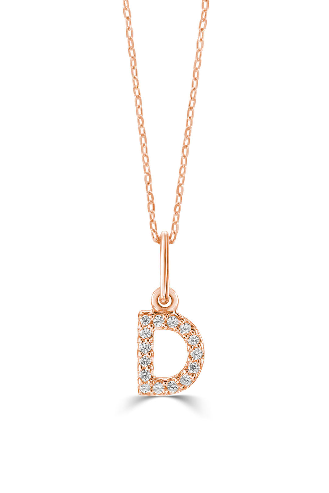 10K Rose Gold Diamond Initial D Pendant Necklace — product photo