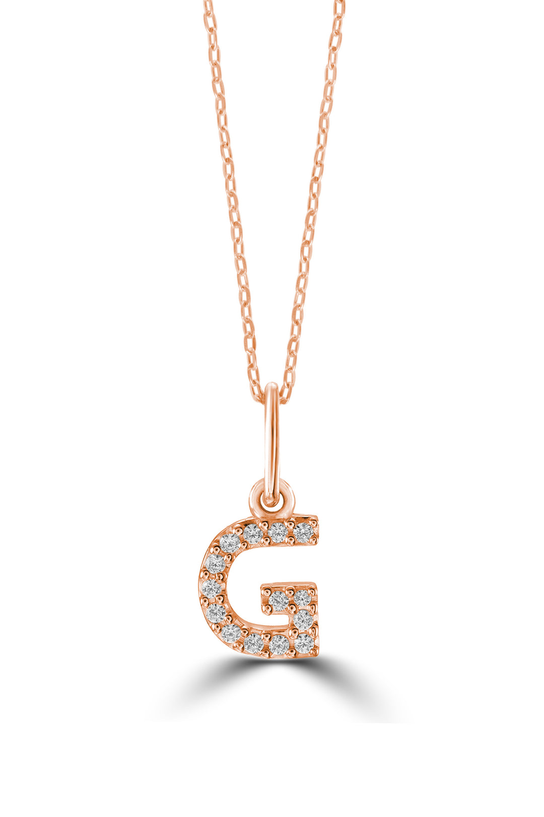 10K Rose Gold Diamond Initial G Pendant Necklace — product photo