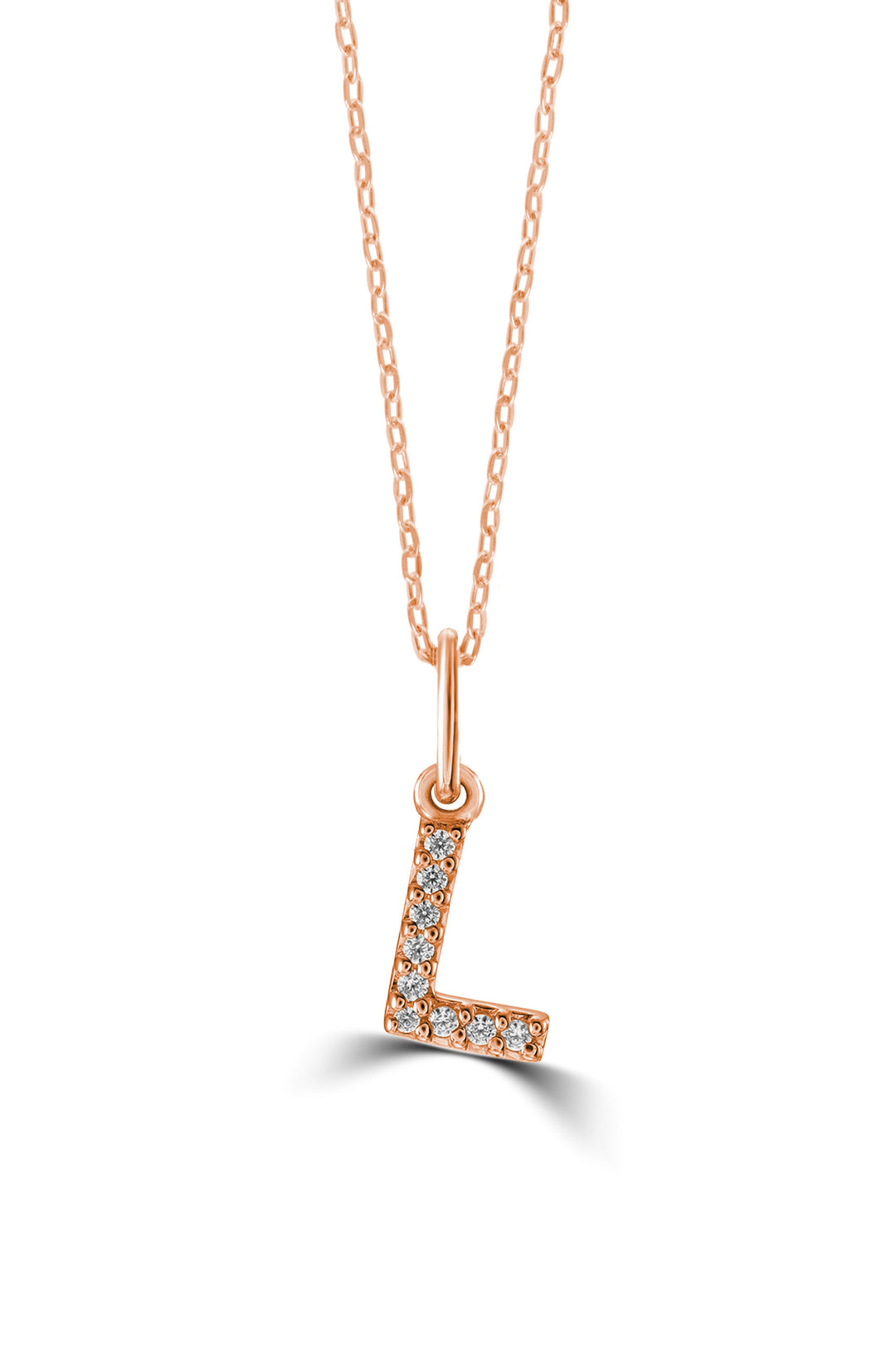 10K Rose Gold Diamond Initial L Pendant Necklace — product photo