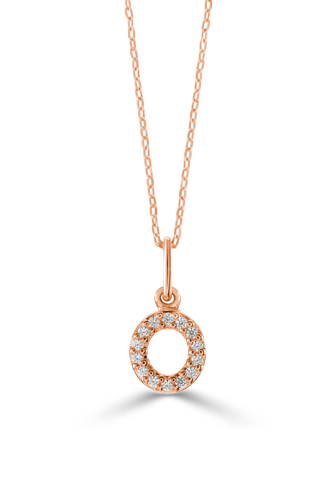 10K Rose Gold Diamond Initial O Pendant Necklace — product photo