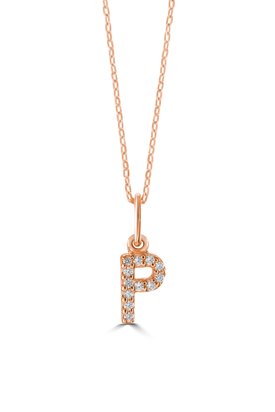 10K Rose Gold Diamond Initial P Pendant Necklace — product photo