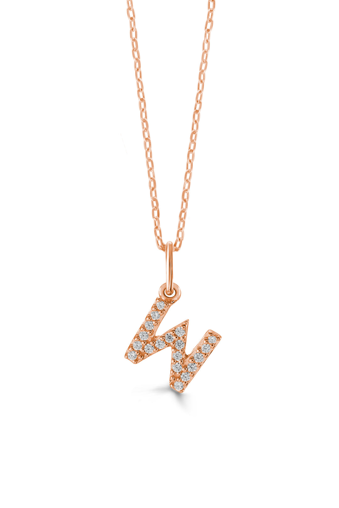 10K Rose Gold Diamond Initial W Pendant Necklace — product photo