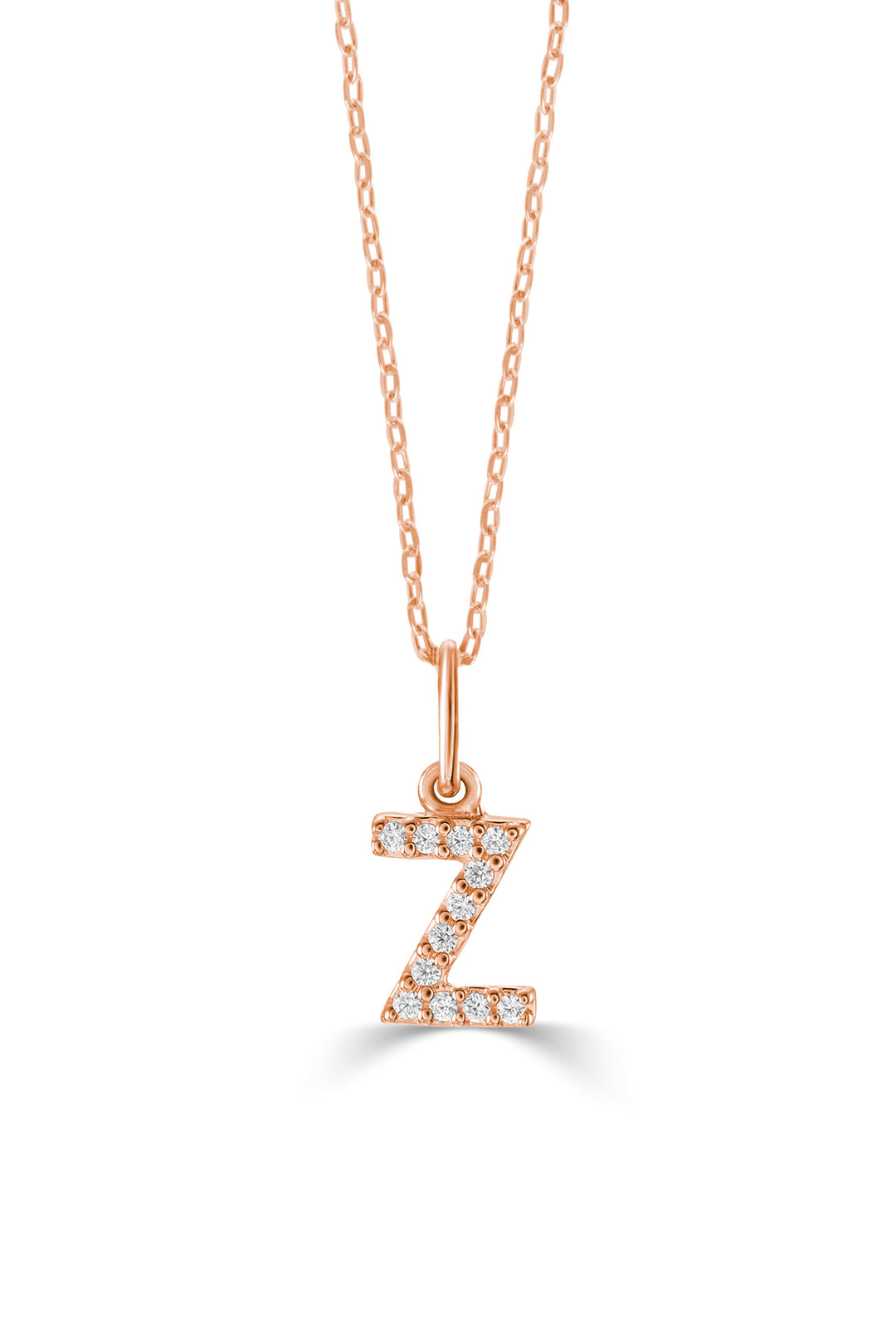 10K Rose Gold Diamond Initial Z Pendant Necklace — product photo