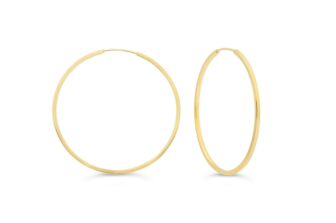 10K Square Tube Endless Sleeper Earrings, Large - 10k Yellow Gold