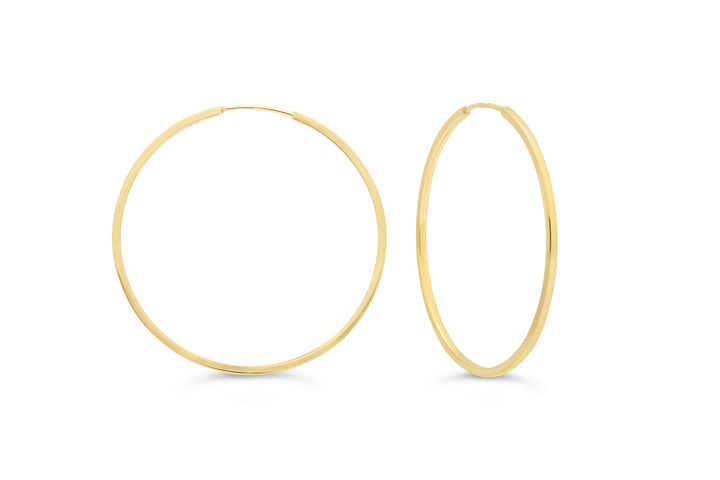 10K Square Tube Endless Sleeper Earrings, Large - 10k Yellow Gold