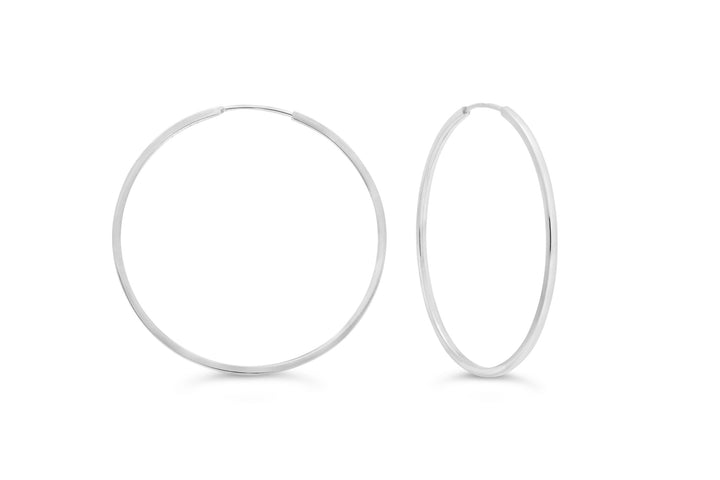 10K Square Tube Endless Sleeper Earrings, Large - 10k White Gold