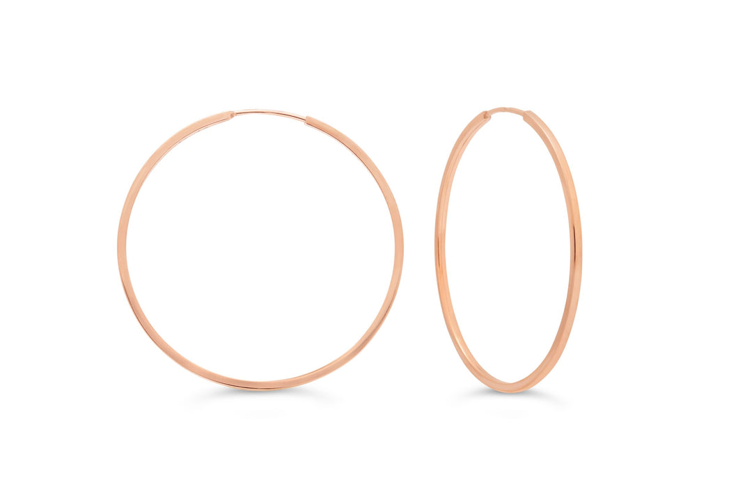 10K Square Tube Endless Sleeper Earrings, Large - 10k Rose Gold