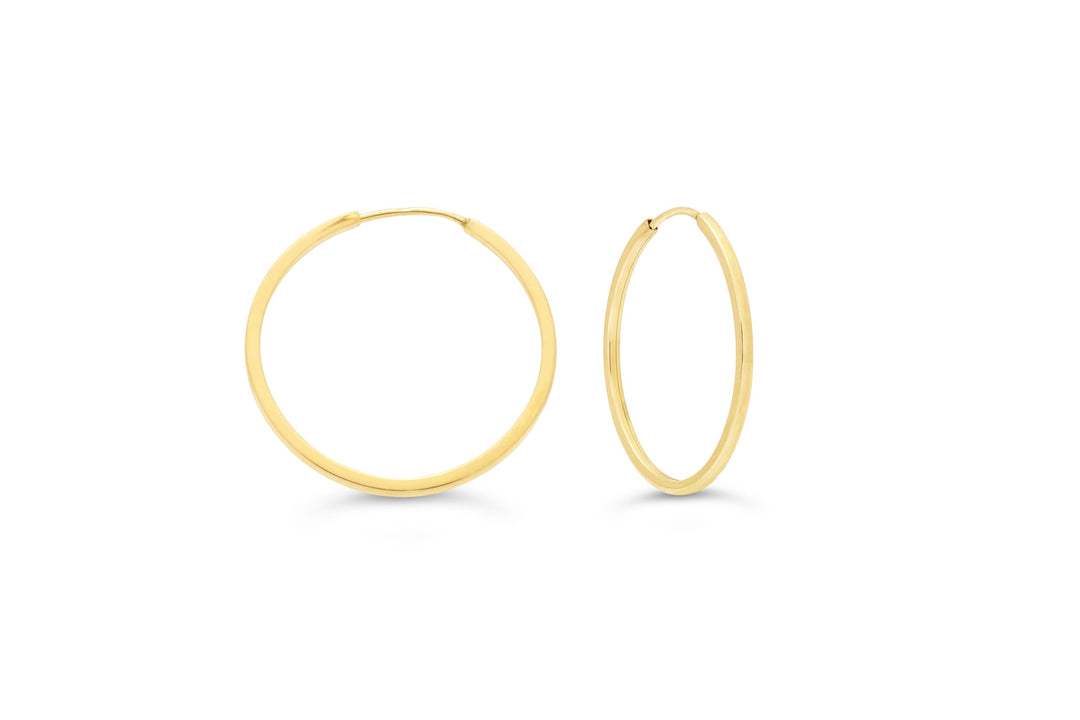 10K Square Tube Endless Sleeper Earrings, Medium - 10k Yellow Gold