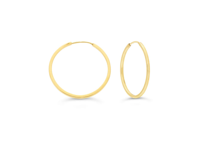 10K Square Tube Endless Sleeper Earrings, Medium - 10k Yellow Gold