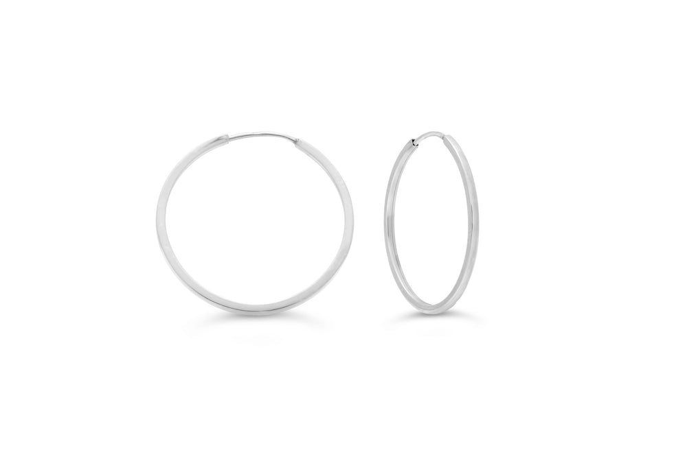 10K Square Tube Endless Sleeper Earrings, Medium - 10k White Gold