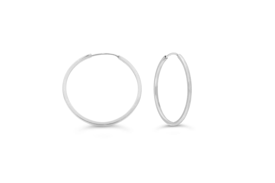 10K Square Tube Endless Sleeper Earrings, Medium - 10k White Gold