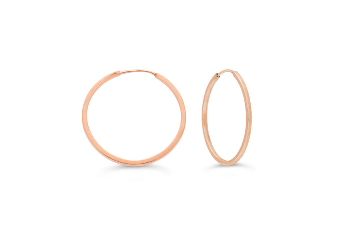 10K Square Tube Endless Sleeper Earrings, Medium - 10k Rose Gold
