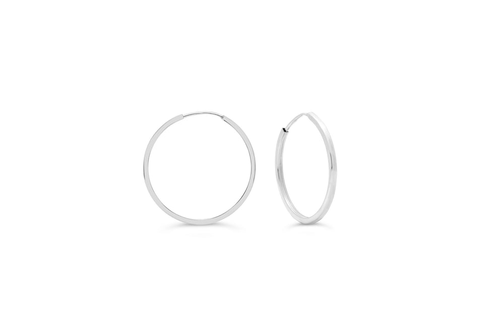 10K Square Tube Endless Sleeper Earrings, Small - 10k White Gold
