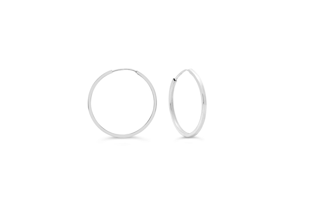 10K Square Tube Endless Sleeper Earrings, Small - 10k White Gold