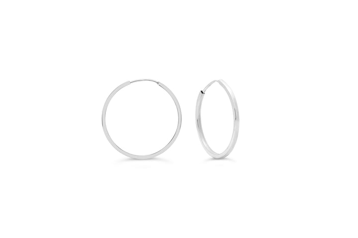10K Square Tube Endless Sleeper Earrings, Small - 10k White Gold