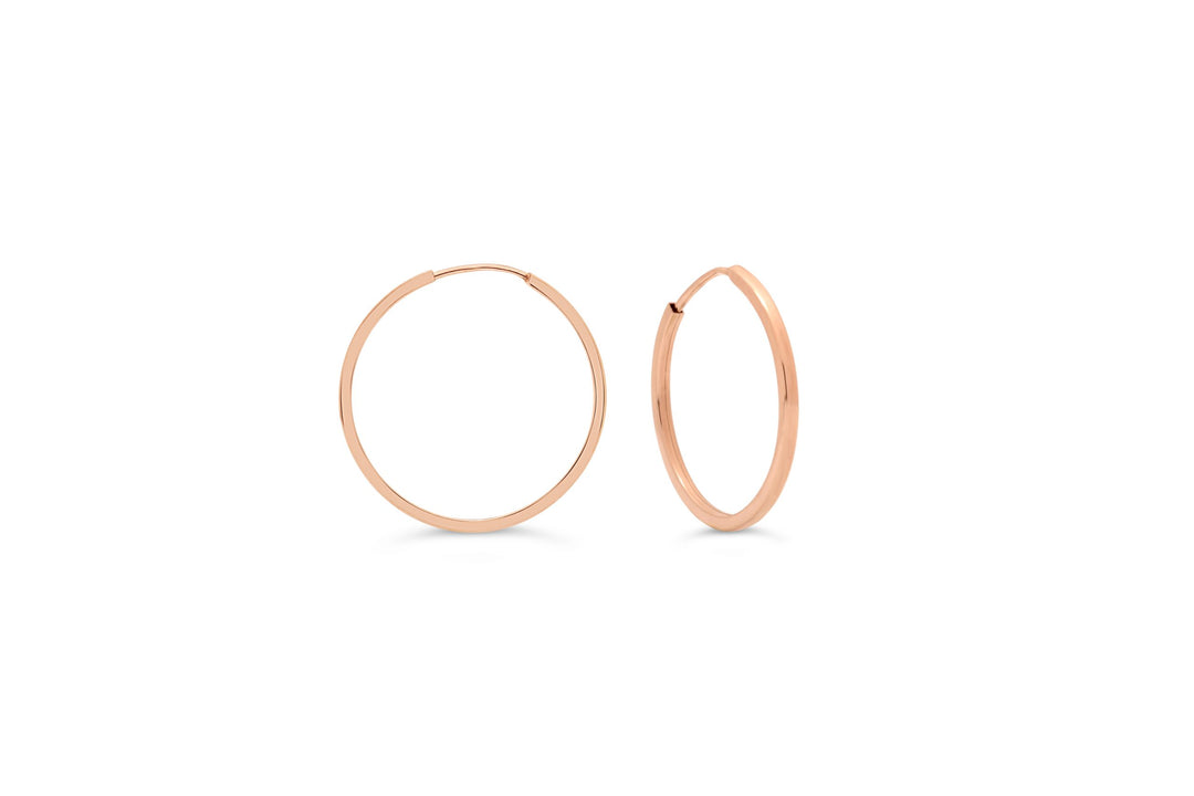10K Square Tube Endless Sleeper Earrings, Small - 10k Rose Gold