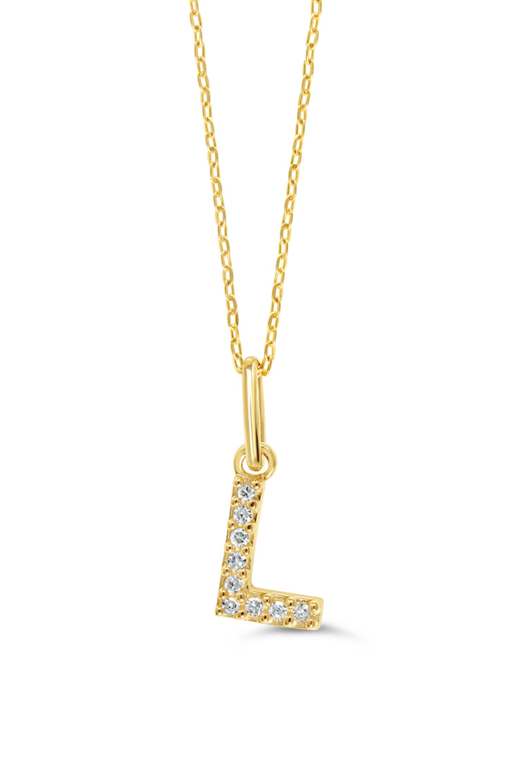 10K White Gold Diamond Initial L Pendant Necklace — product photo