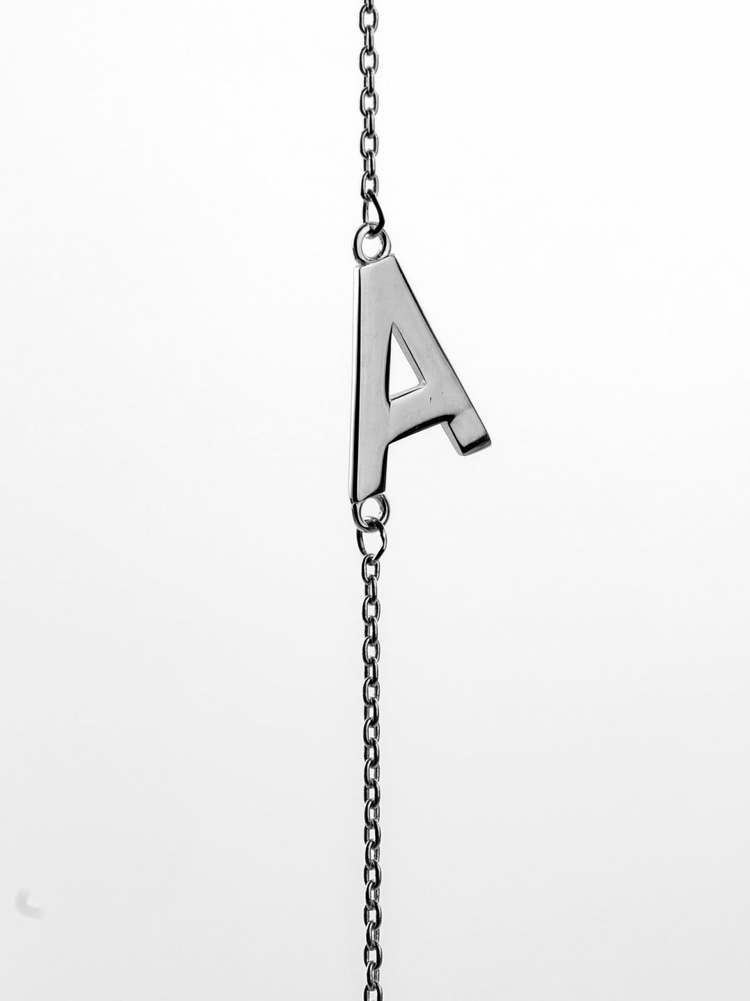 10K White Gold Sideways Initial A Necklace — product photo