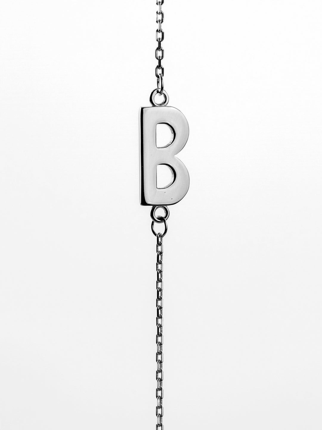 10K White Gold Sideways Initial B Necklace — product photo