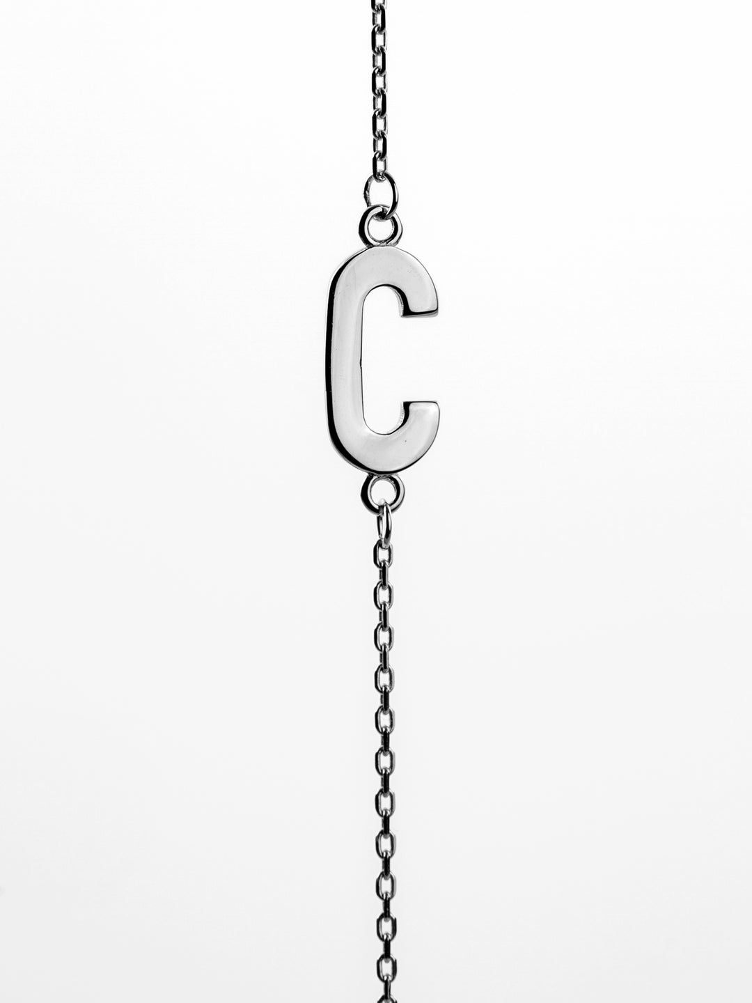 10K White Gold Sideways Initial C Necklace — product photo