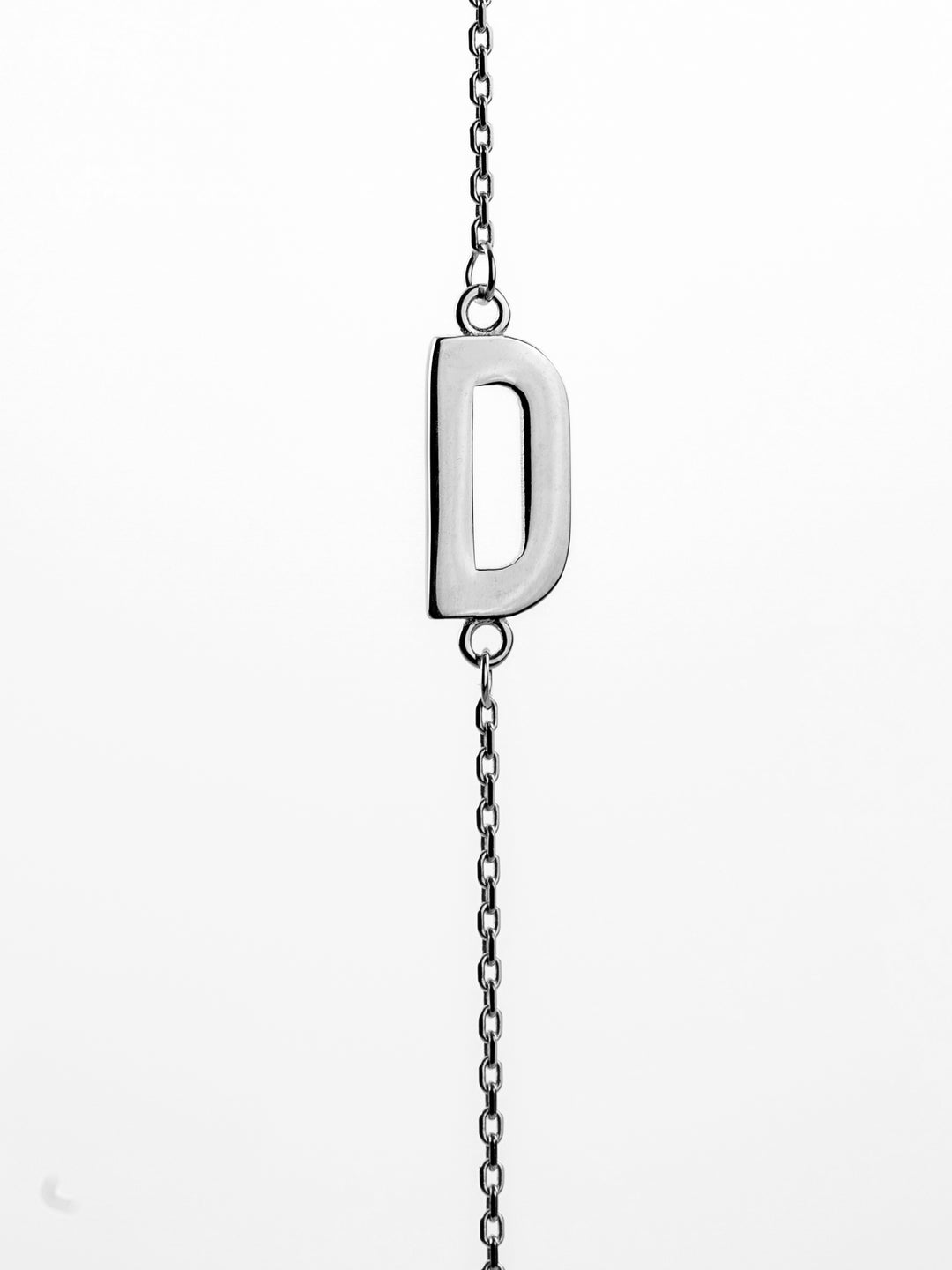 10K White Gold Sideways Initial D Necklace — product photo