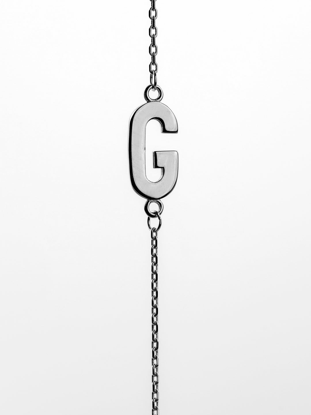 10K White Gold Sideways Initial G Necklace — product photo