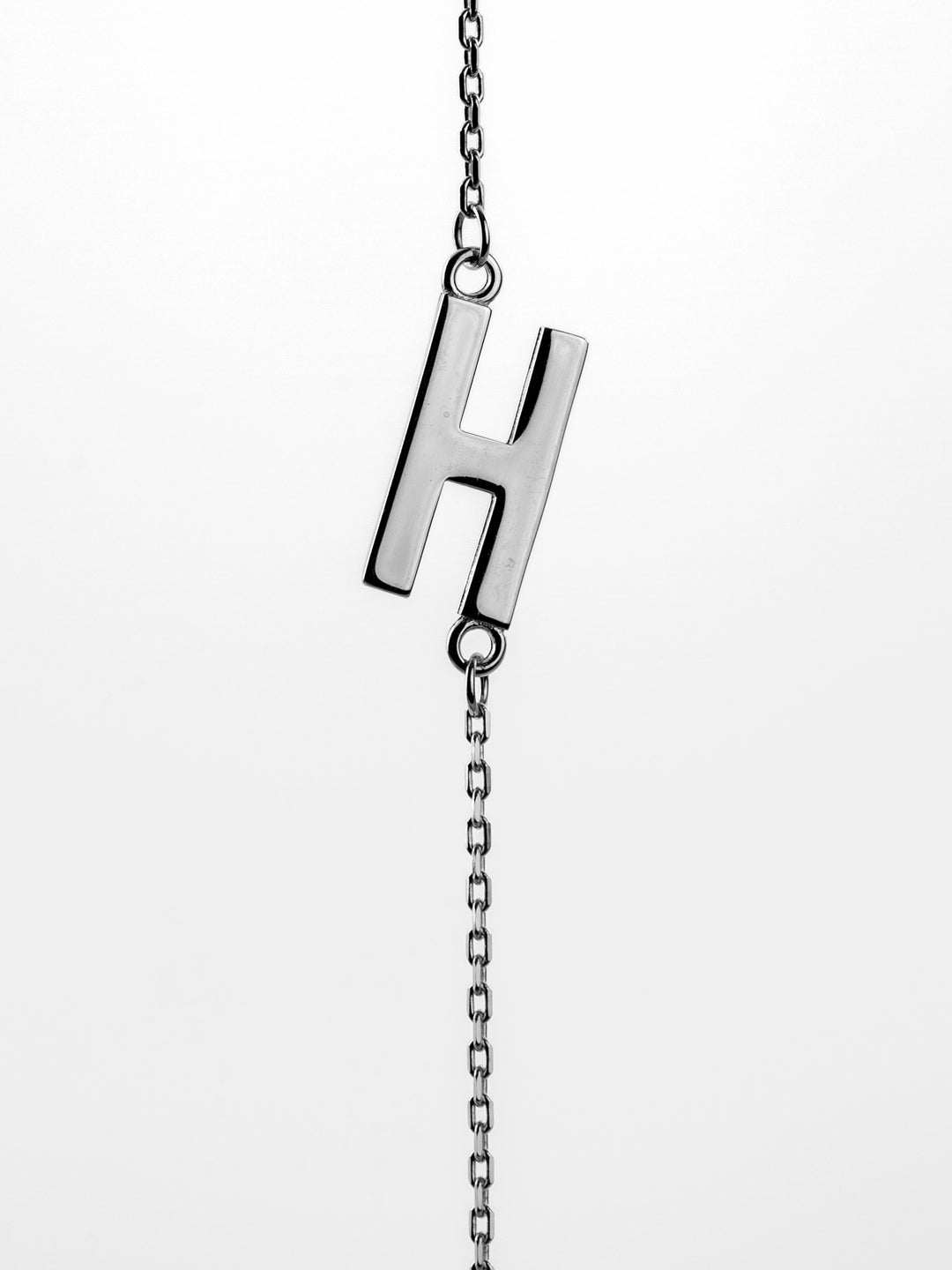 10K White Gold Sideways Initial H Necklace — product photo