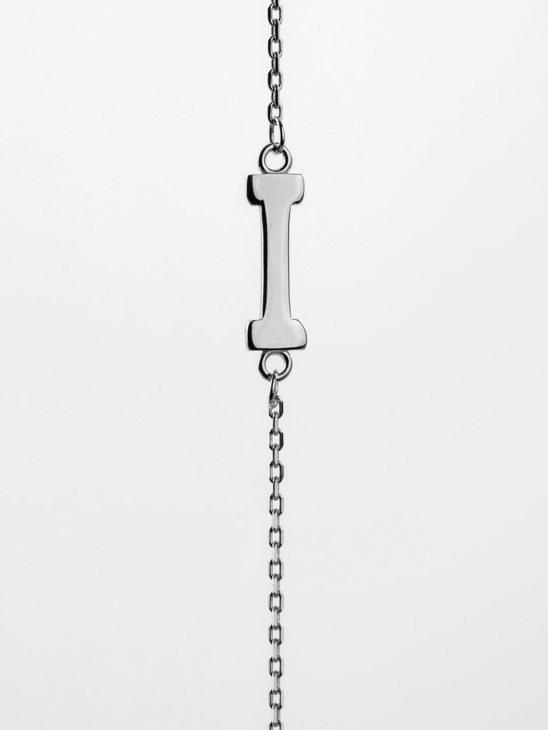 10K White Gold Sideways Initial I Necklace — product photo