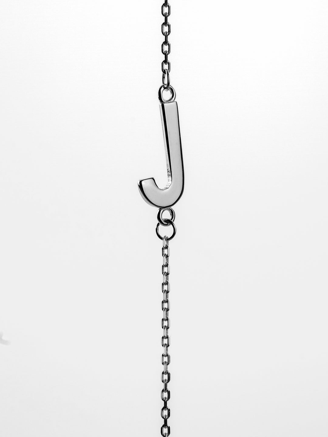 10K White Gold Sideways Initial J Necklace — product photo