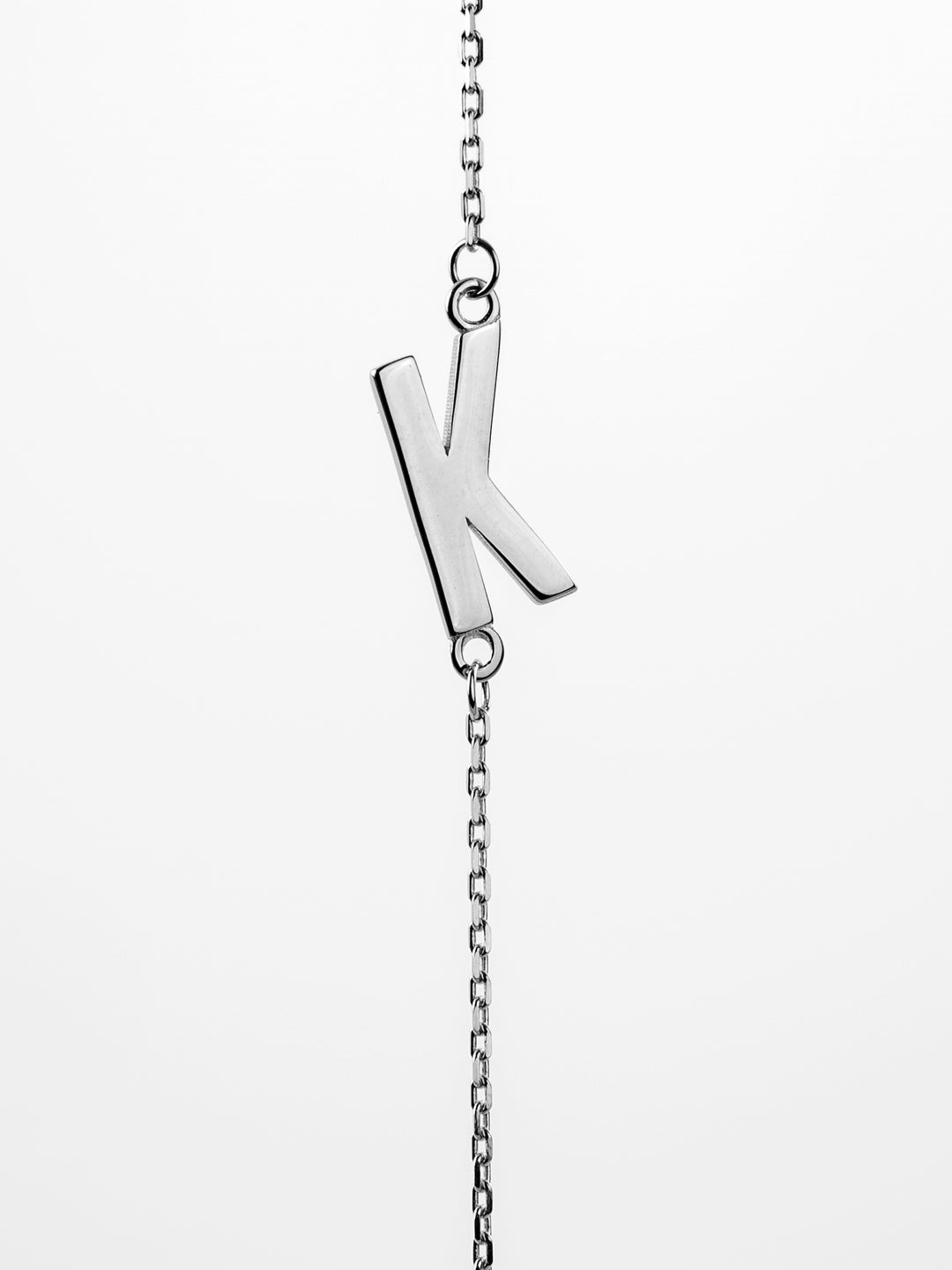 10K White Gold Sideways Initial K Necklace — product photo