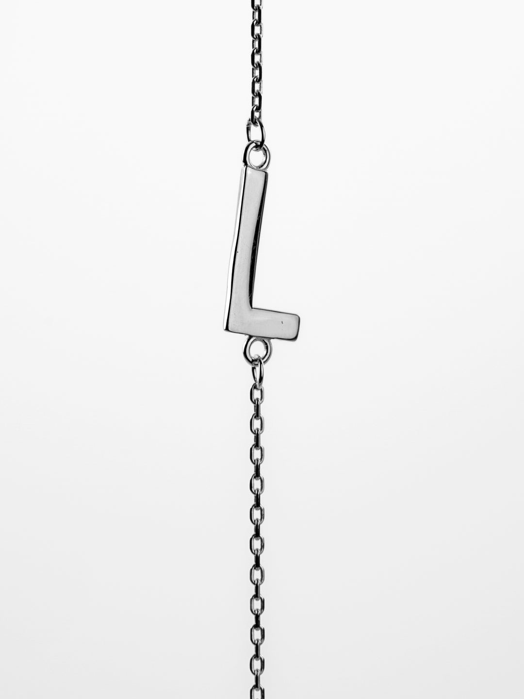10K White Gold Sideways Initial L Necklace — product photo
