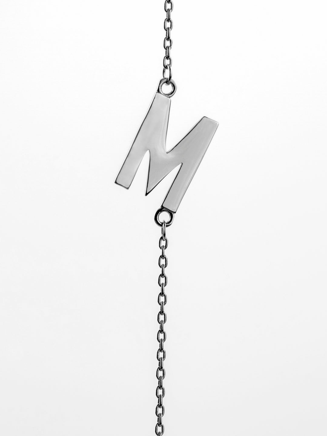 10K White Gold Sideways Initial M Necklace — product photo